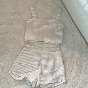 Abercrombie linen short set striped